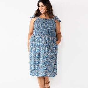 Sonoma Goods For Life® Smocked Bodice Midi Dress size 1X